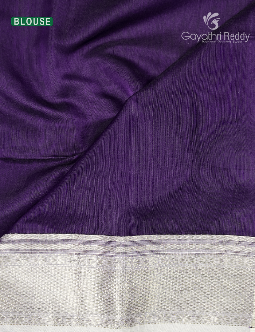 Pure Chanderi Sico Sareein Deep Violet
