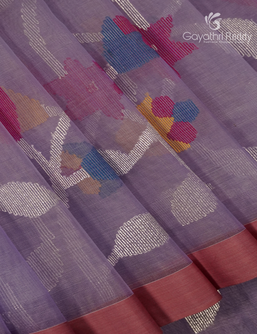 Pure Jamdani Kora Saree in Lavender