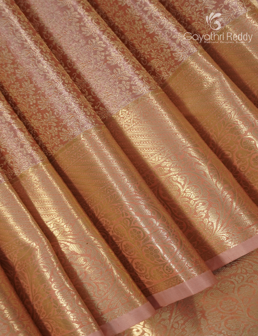 Semi Kanchipuram Silk Saree in Pastel Gold