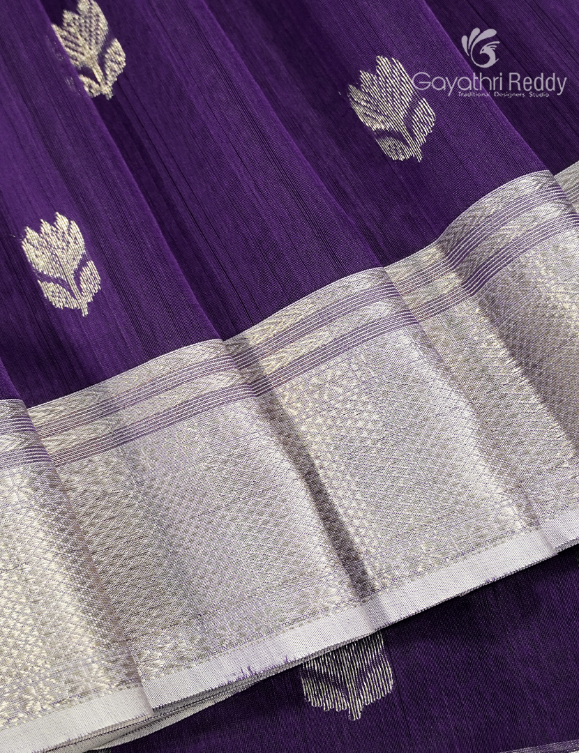 Pure Chanderi Sico Sareein Deep Violet