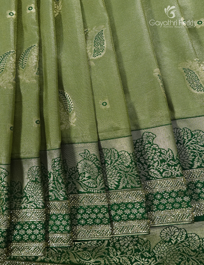 Semi Kanchipuram Silk Fancy Saree in Pista Green and Deep Mehendi Green