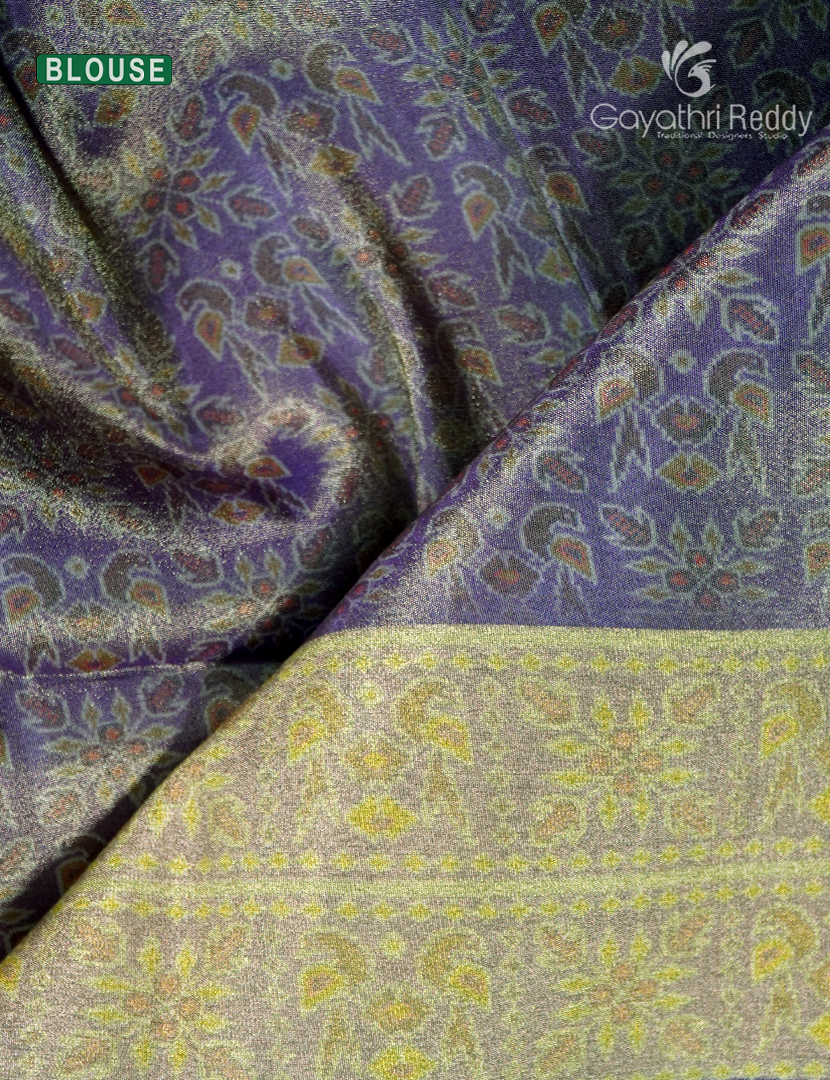 Semi Tussar Saree in Peacock Blue and Grey