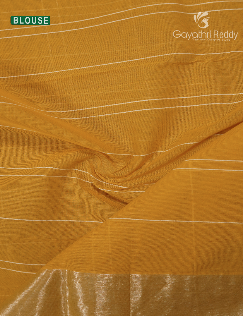 Pure Kanchi Cotton Saree in Yellow