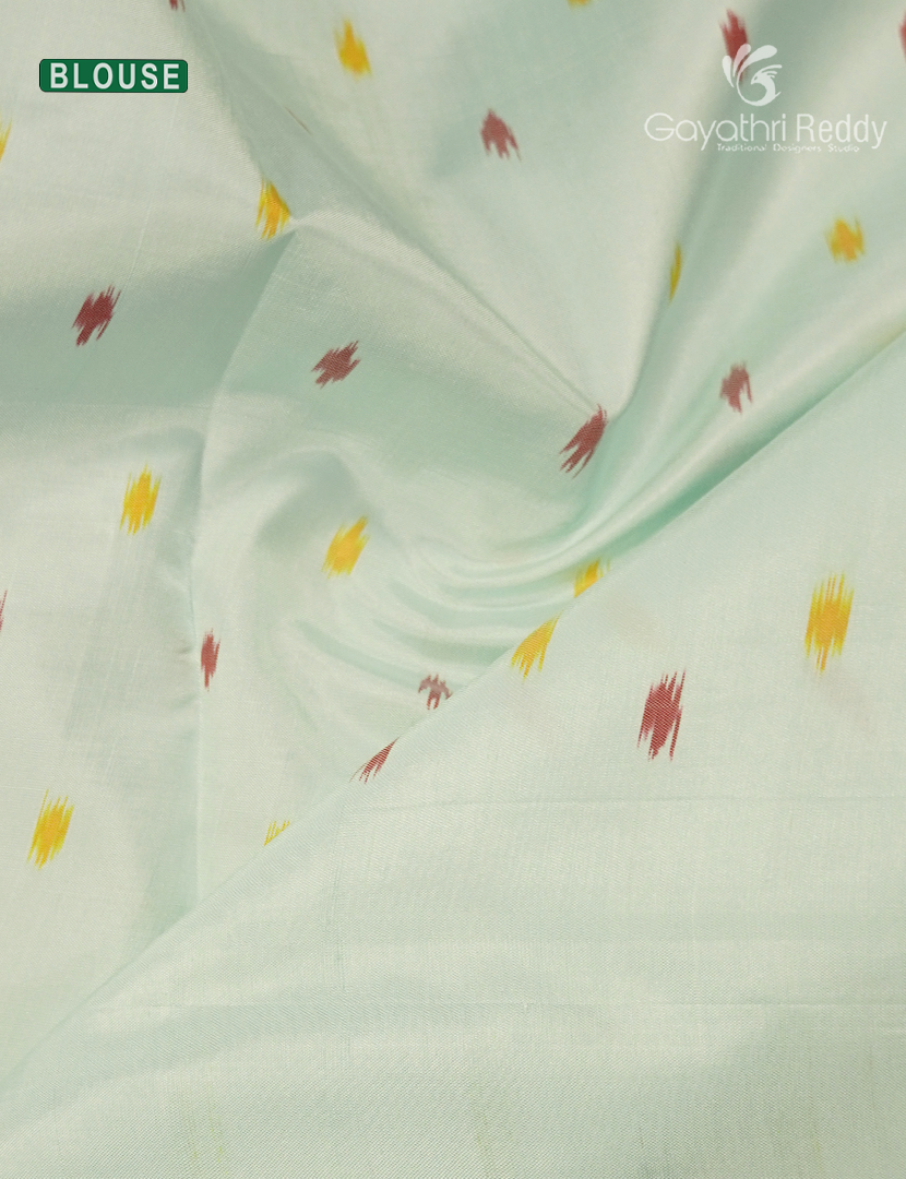 Pure Ikat Silk Saree in Cream and Rust Orange