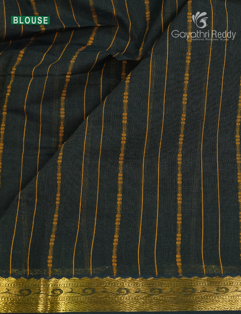 Pure Kanchi Cotton Saree in Deep Moss Green