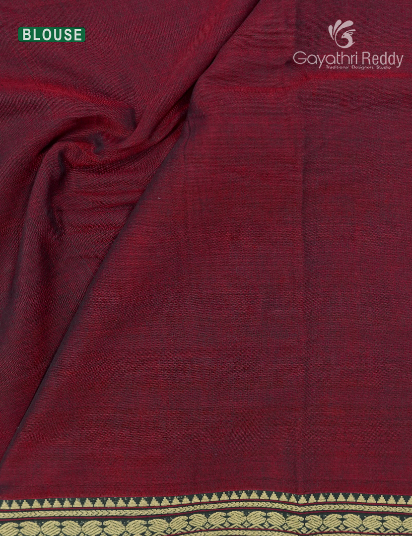 Pure Narayanpet Cotton Saree in Deep Maroon