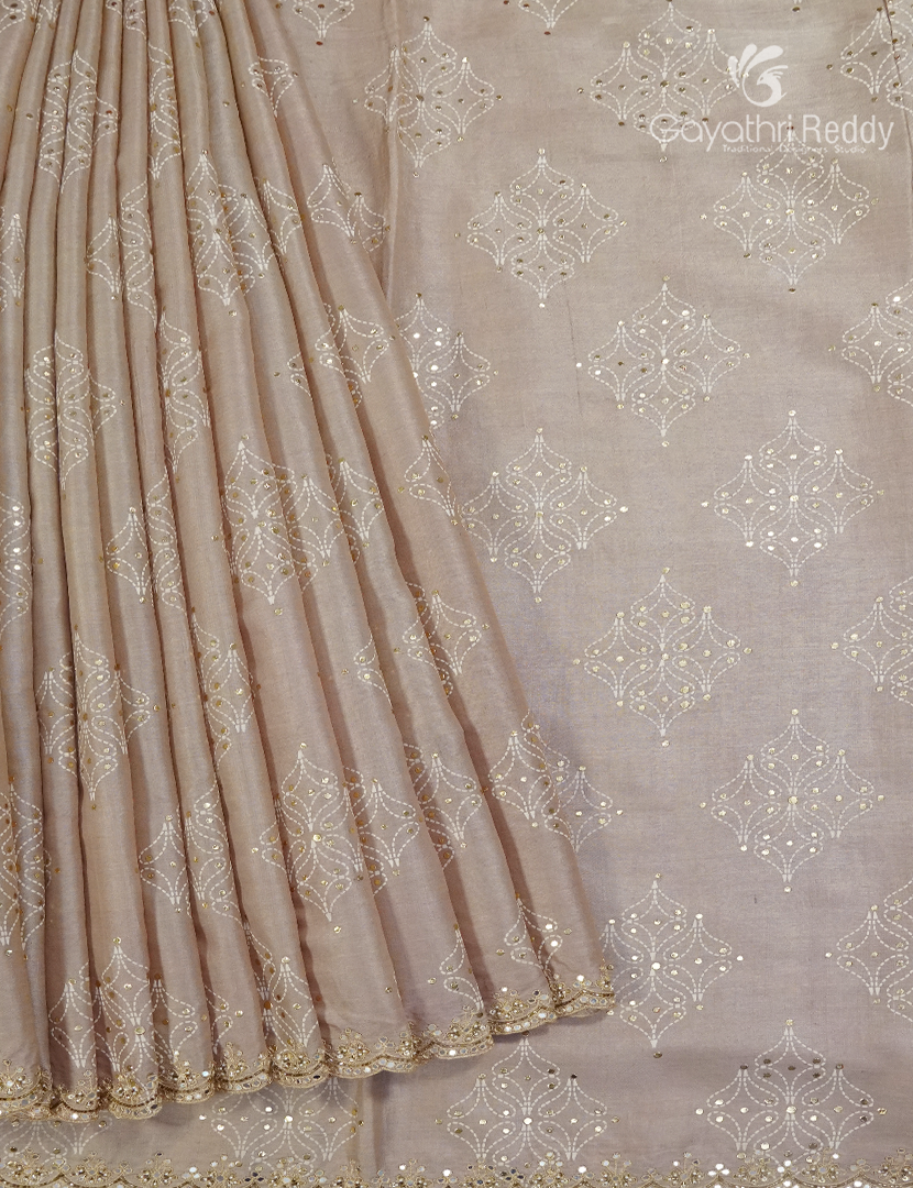 Pure Desi Tussar Fancy Saree in Golden Ivory