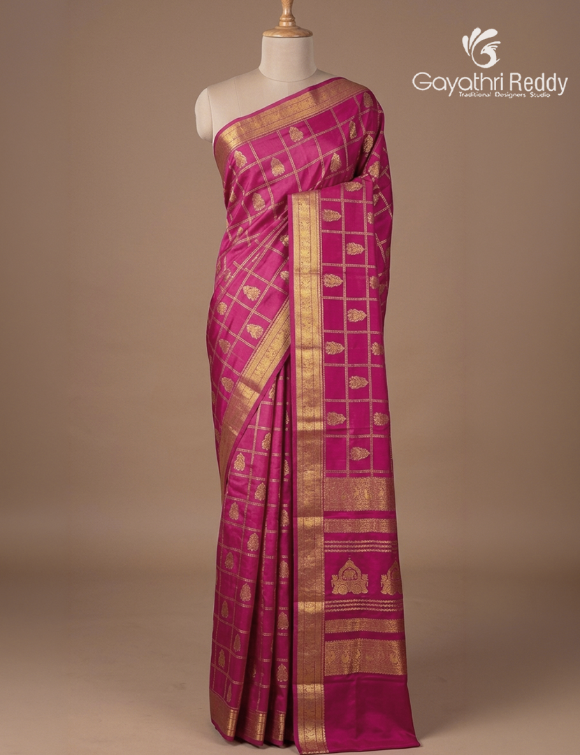 Pure Mysore Silk Saree in Rani Pink