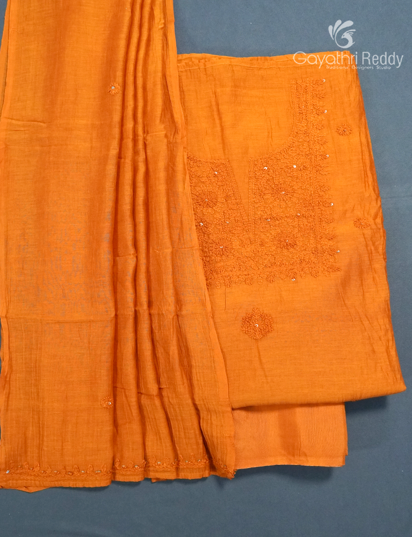 Dress Material 3 Piece Set in Orange