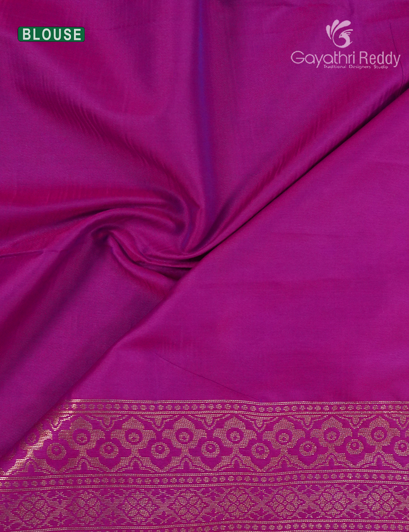 Semi Kanchipuram Art Silk Saree in Deep Rama Blue and Deep Magenta