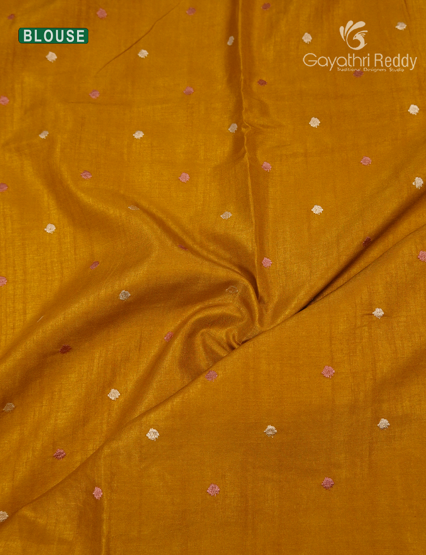 Semi Tussar Fancy Saree in Mustard Yellow