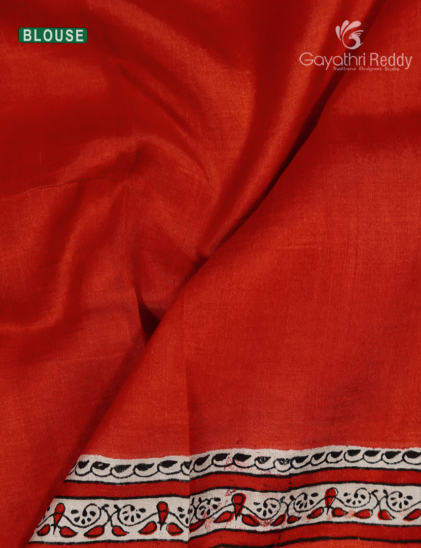 Pure Silk Saree in Cream and Red