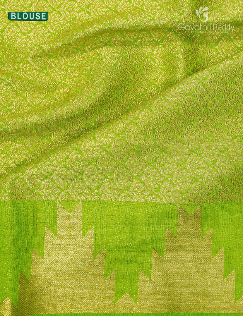 Semi Tussar Saree in Parrot Green