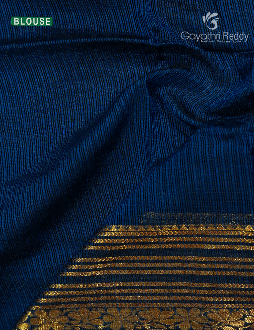 Pure Silk Kota Saree in Deep Peacock Blue