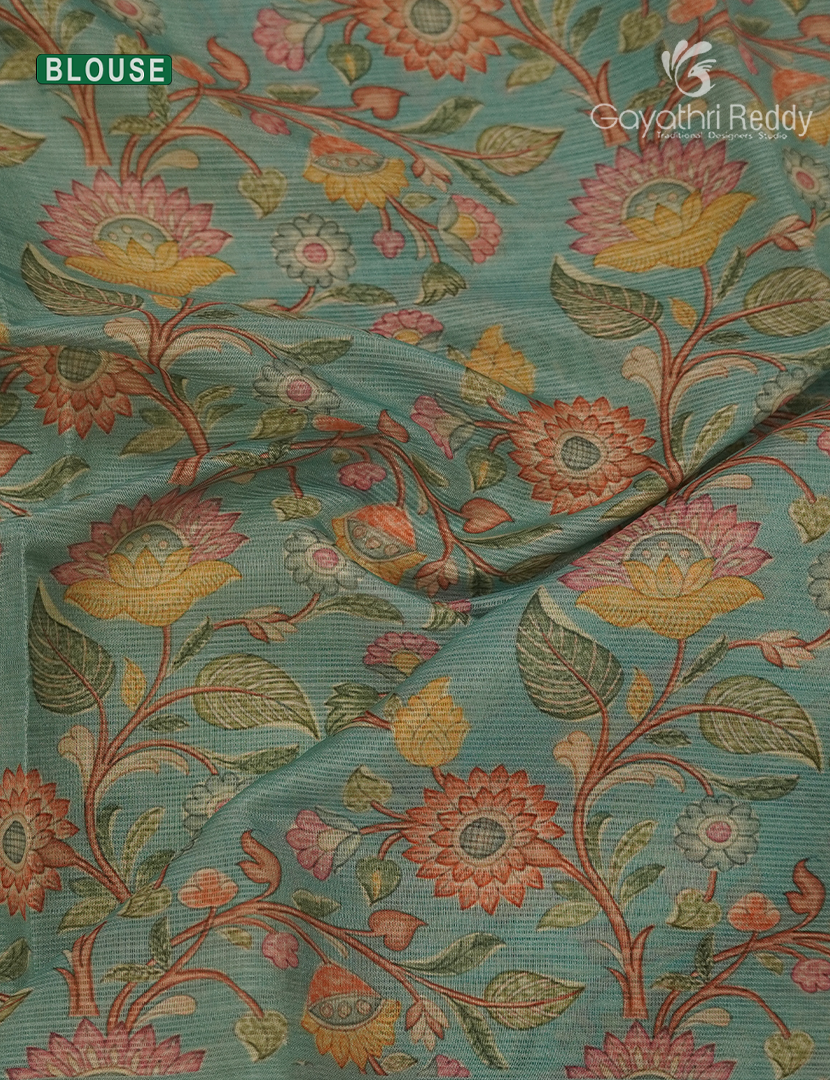 Silk Kota Saree in Lime and Sea Foam Green