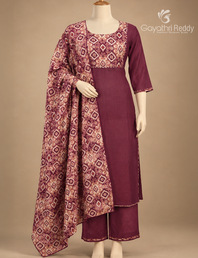 Readymade Dress Set in Burgundy
