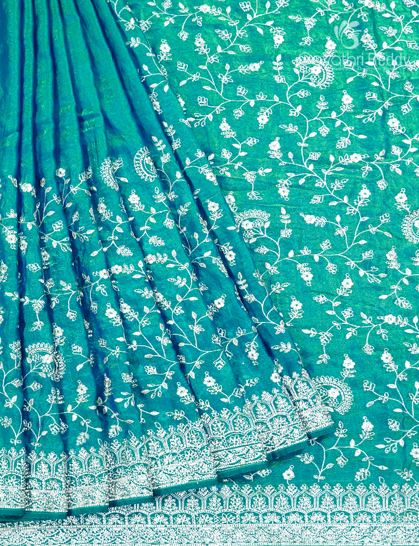 Tissue Fancy Saree in Ocean Teal