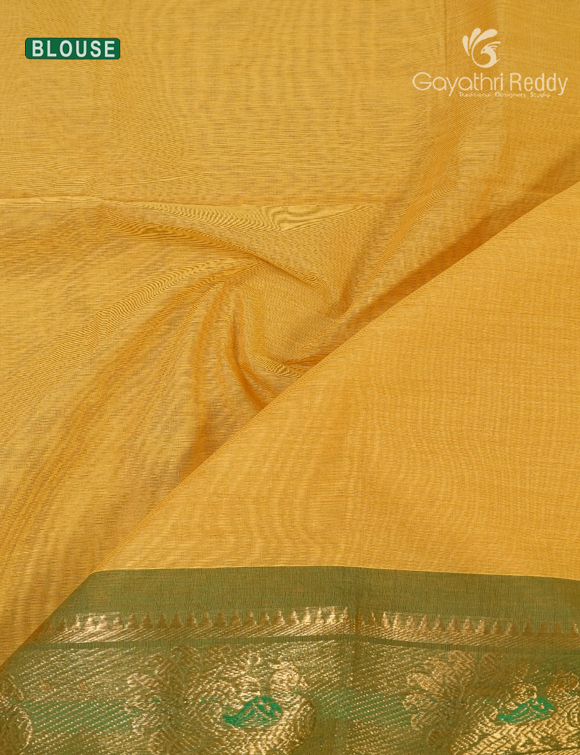Pure Handloom Cotton Saree in Yellow