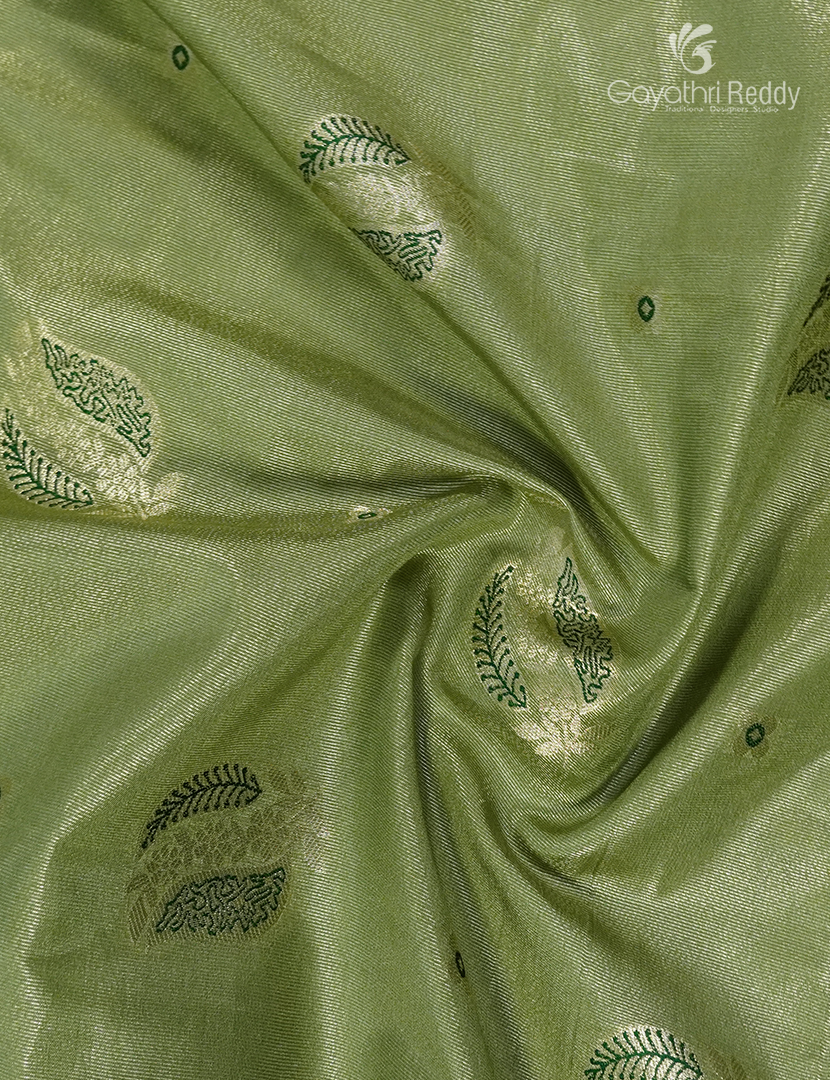 Semi Kanchipuram Silk Fancy Saree in Pista Green and Deep Mehendi Green