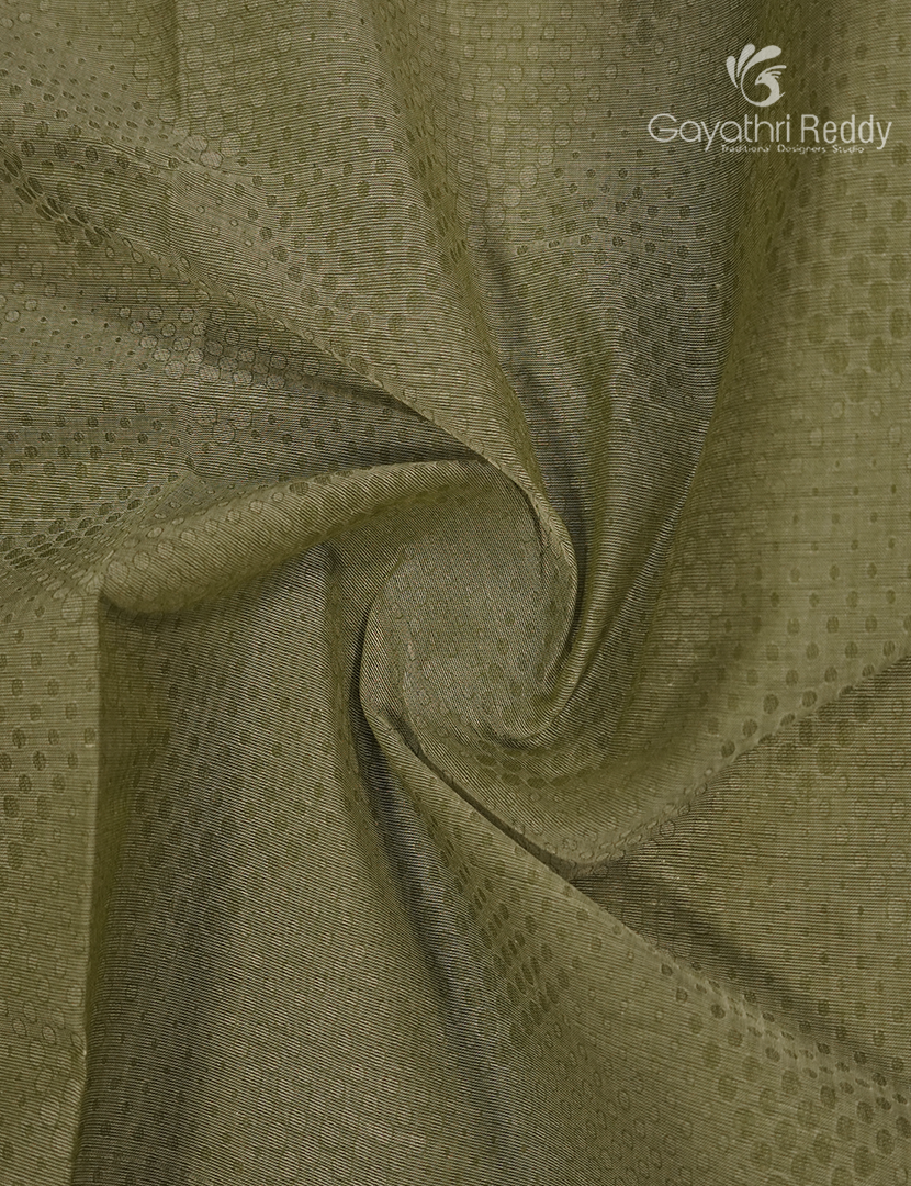 Pure Kanchi Cotton Saree in Olive Green