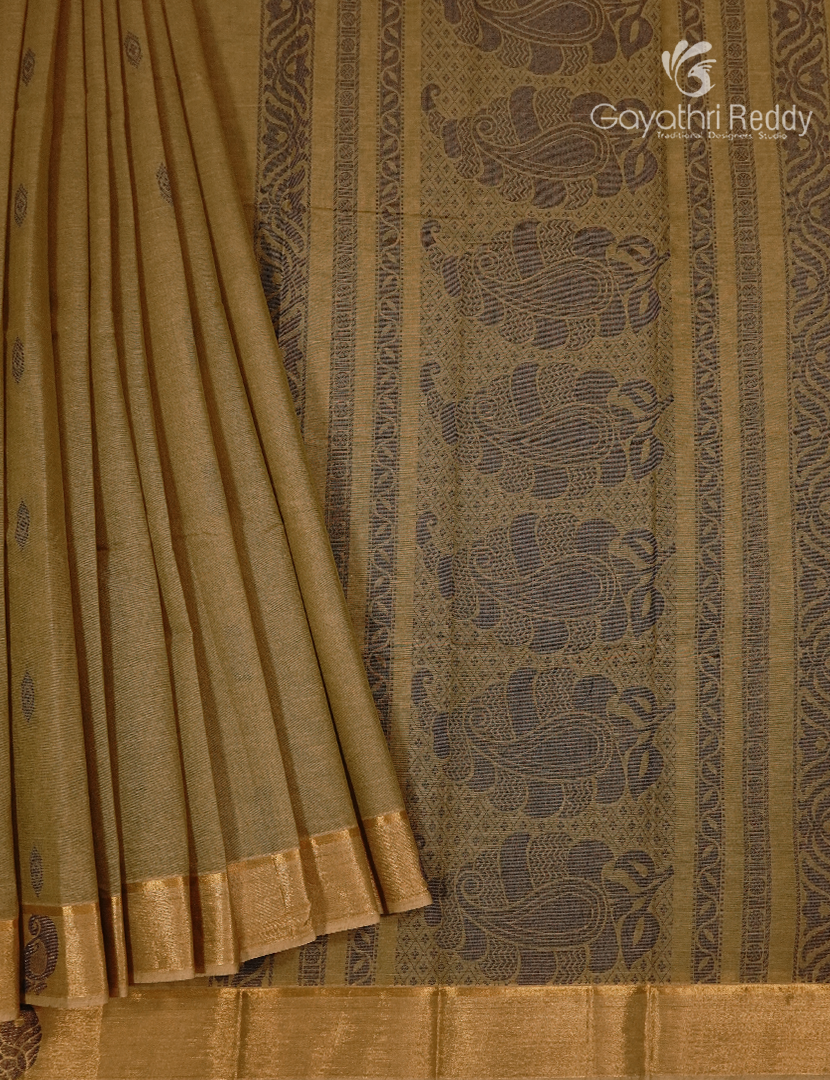 Pure Kanchi Cotton Saree in Mehendi Green