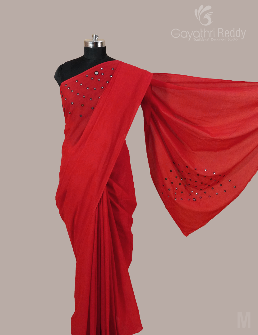 PURE MULMUL COTTON MIRROR WORK-MC1723