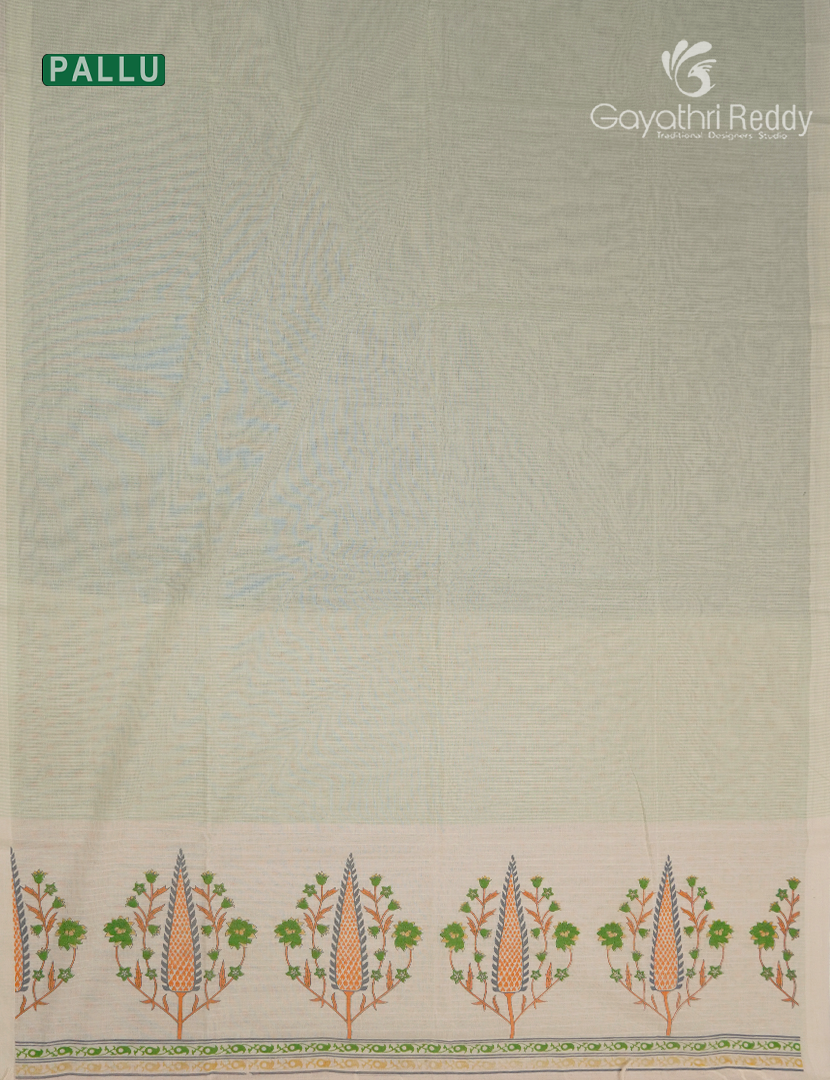 Pure Kanchi Cotton Printed Saree in Pastel Green
