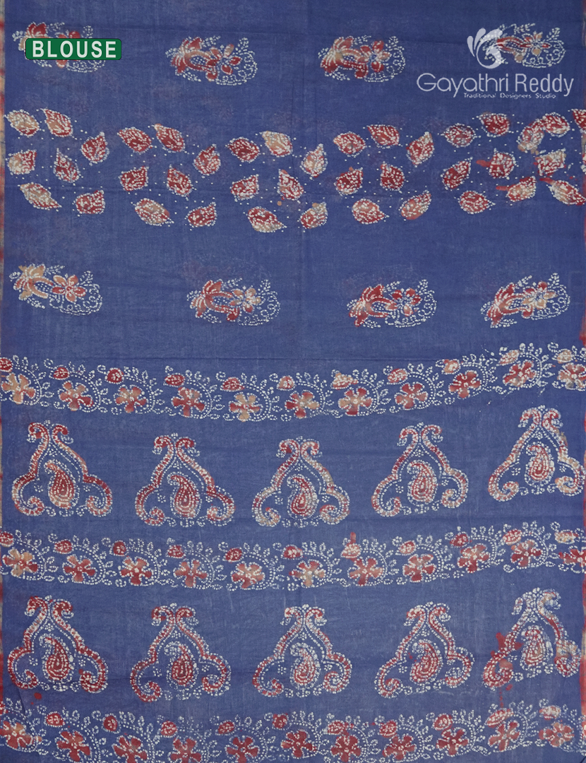 Cotton Batik Print Saree in Grey