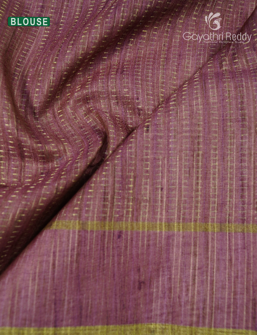 Semi Tussar Saree in Deep Onion Pink and Wine