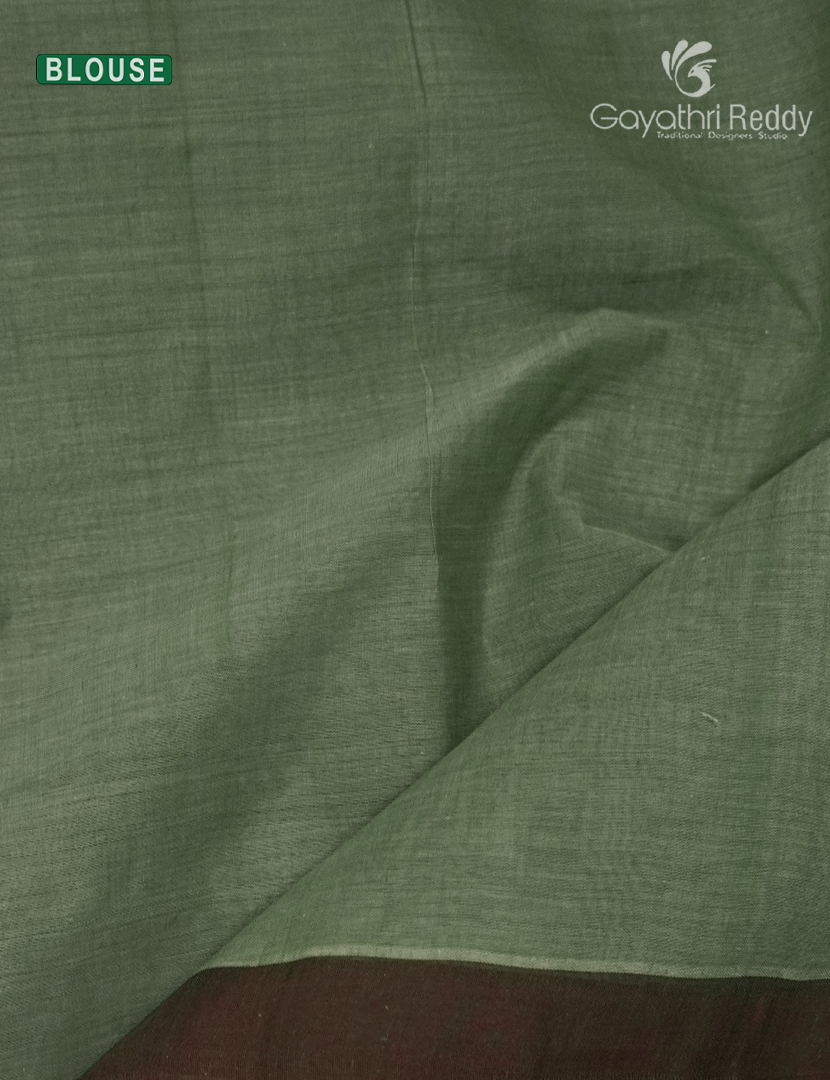 Jamdani Cotton Saree in Olive Green