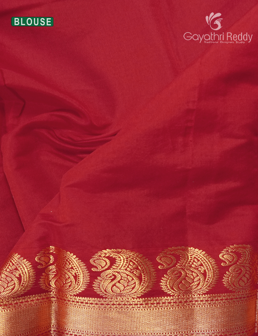 Pure Kanchi Sico Saree in Mustard and Red