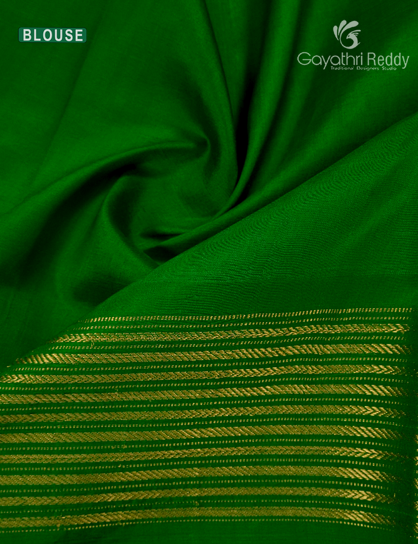 Pure Ikat Silk Saree in Onion Peach and Green