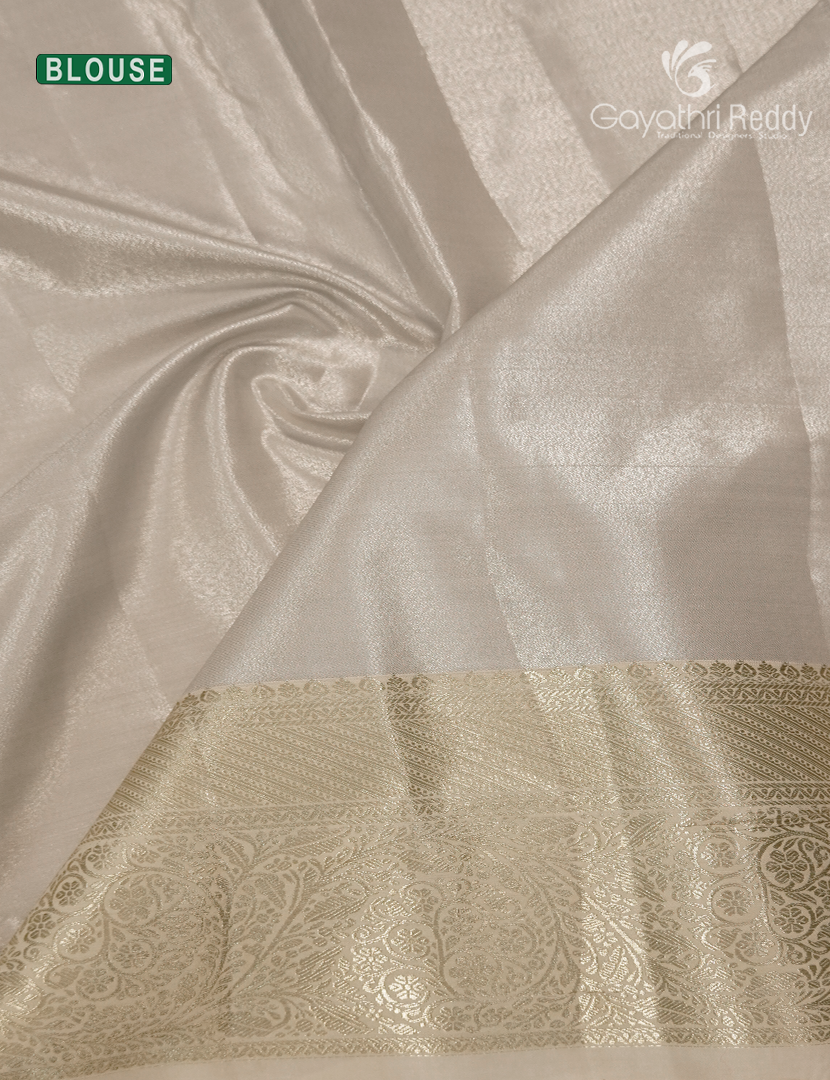 Semi Kanchipuram Silk Saree in Silver