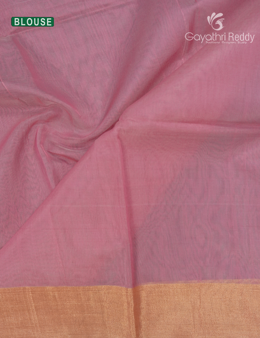 Pure Chanderi Sico Saree in Cream and Baby Pink