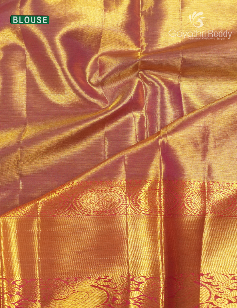 Pure Kanchipuram Silk Bridal Saree in Olive Green and Red