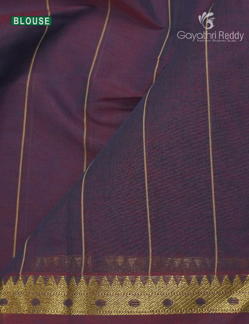 Pure Kanchi Cotton Saree in Deep Jamun
