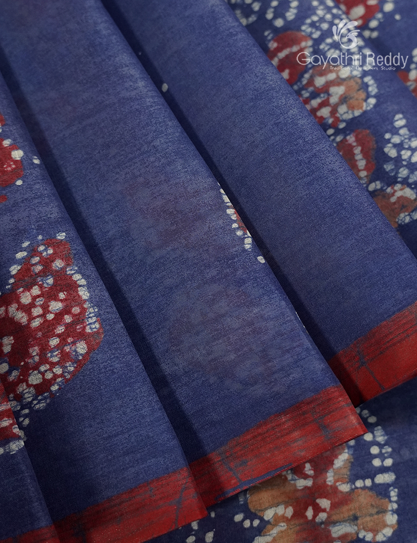 Cotton Batik Print Saree in Grey