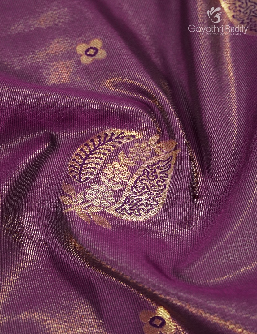 Semi Kanchipuram Silk Fancy Saree in Jamun