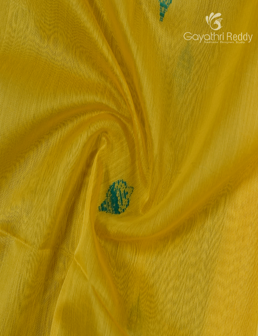 Pure Chanderi Sico Saree in Lime yellow and Mango Green