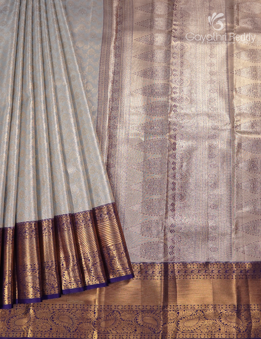 Semi Kanchipuram Silk Saree in Grey