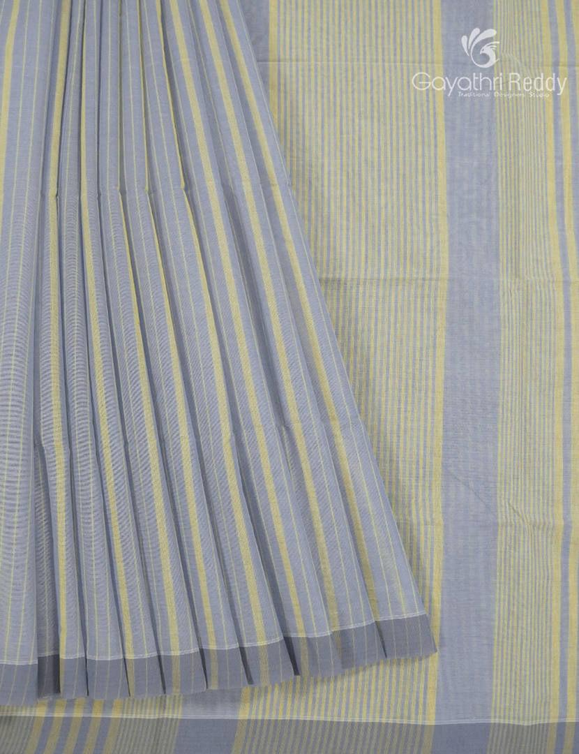 Pure Handloom Cotton Saree in Light Grey
