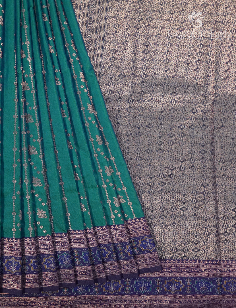 Semi Kanchipuram Art Silk Saree in Peacock Blue