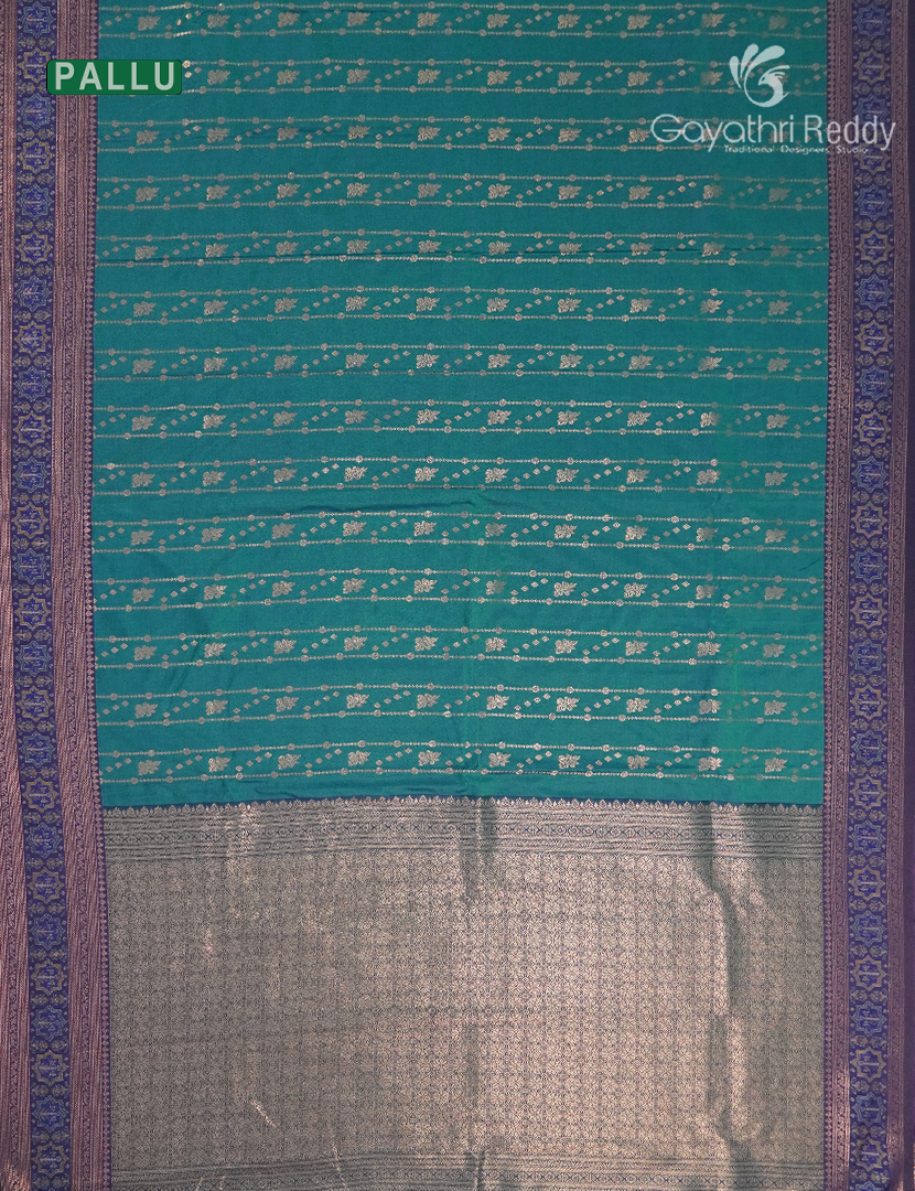 Semi Kanchipuram Art Silk Saree in Peacock Blue
