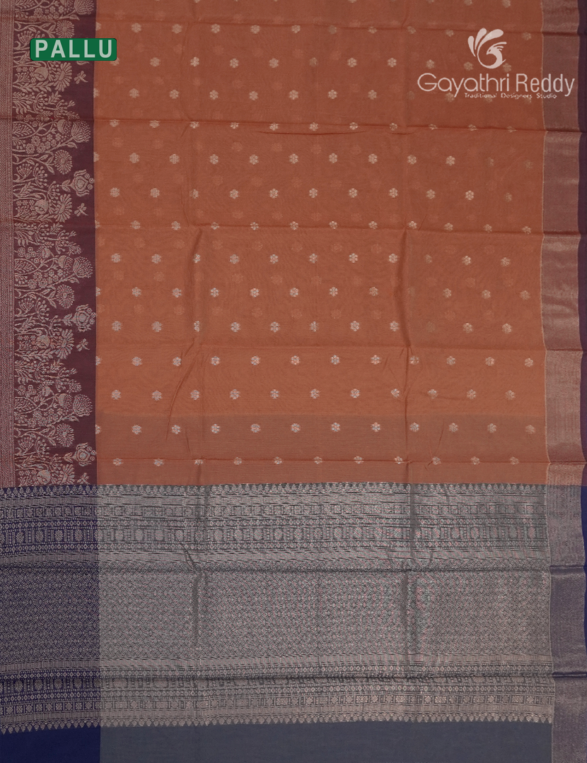 Kanchipuram Sico Saree in Rust Orange