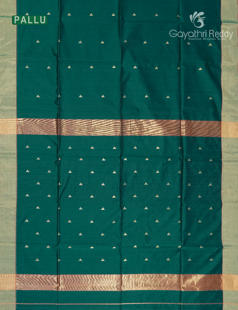 Pure Chanderi Sico Saree in Deep Rama Green