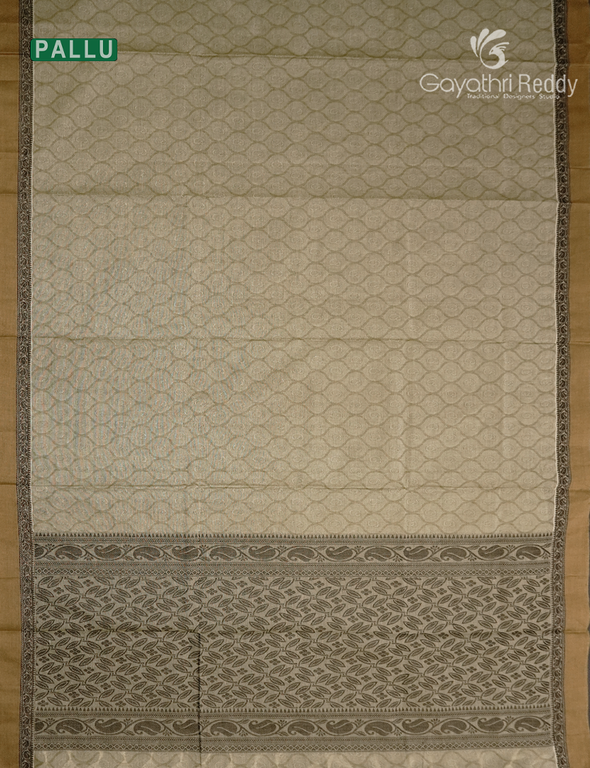 Pure Kanchi Cotton Saree in Olive Green