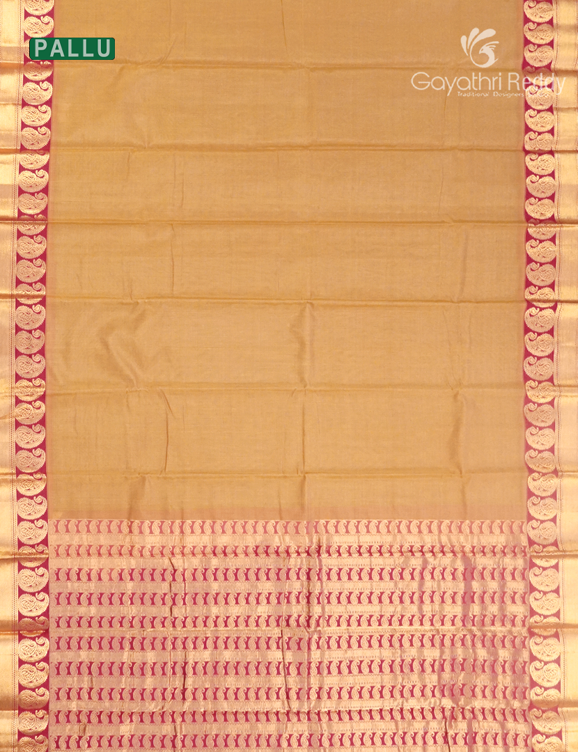 Pure Kanchi Sico Saree in Pale Yellow and Rani Pink