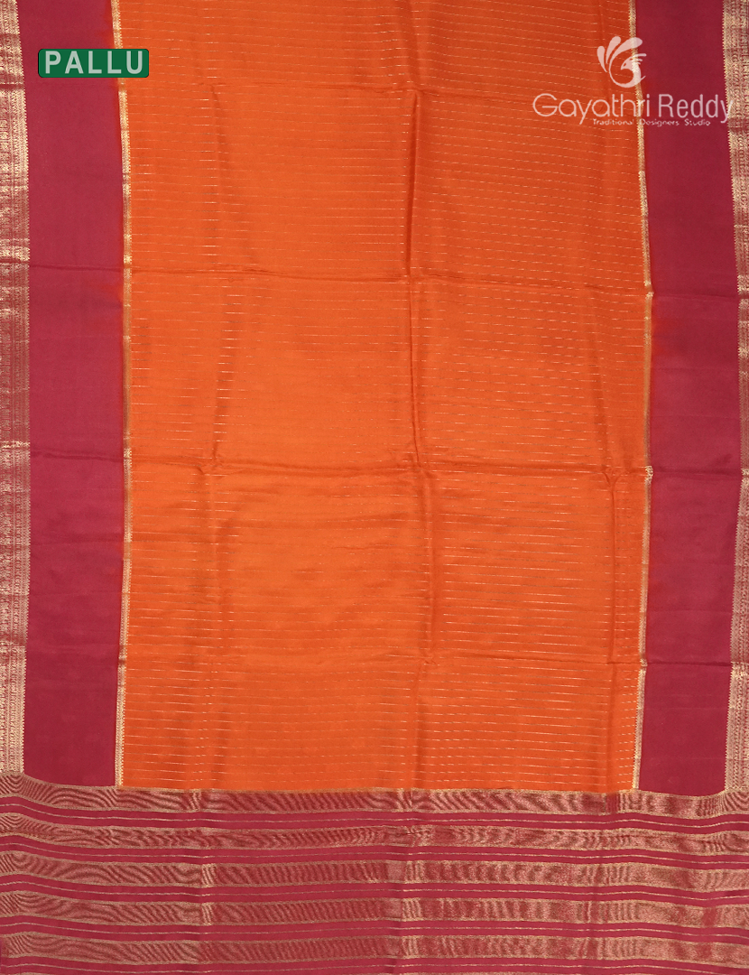 Semi Mysore Crepe Saree in Orange and Deep Pink