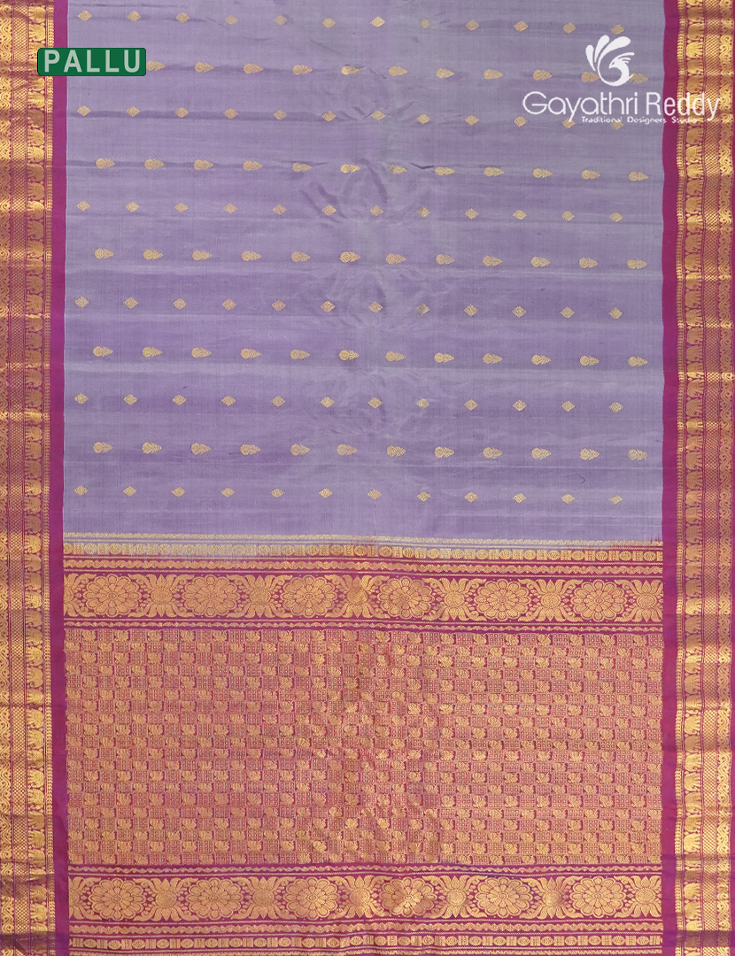 Pure Gadwal Silk Saree in Dual tone of Grey and Violet and Magenta