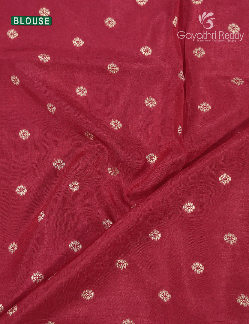 Semi Mysore Crepe Saree in Orange and Deep Pink